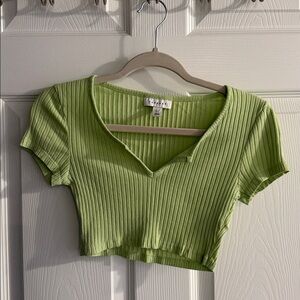 Topshop Light Green Ribbed Crop Top